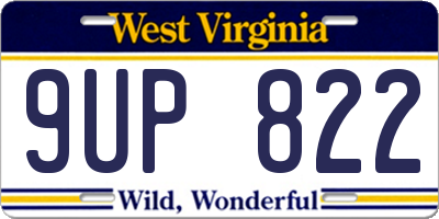 WV license plate 9UP822