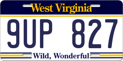 WV license plate 9UP827