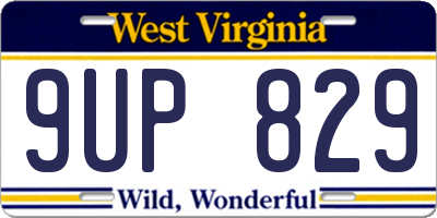 WV license plate 9UP829