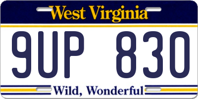WV license plate 9UP830