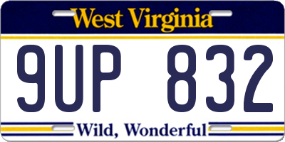 WV license plate 9UP832