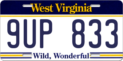 WV license plate 9UP833