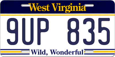 WV license plate 9UP835