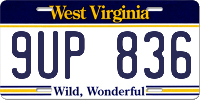 WV license plate 9UP836