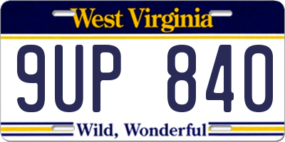 WV license plate 9UP840