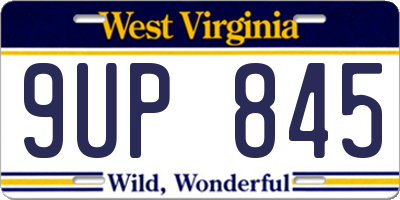 WV license plate 9UP845