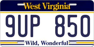 WV license plate 9UP850