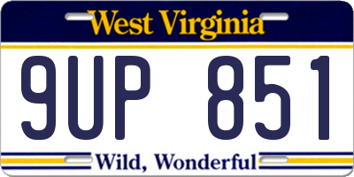 WV license plate 9UP851