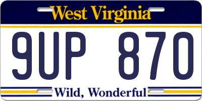 WV license plate 9UP870