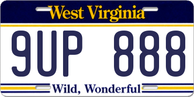 WV license plate 9UP888