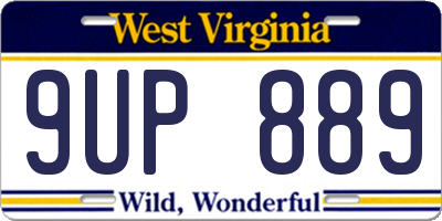 WV license plate 9UP889