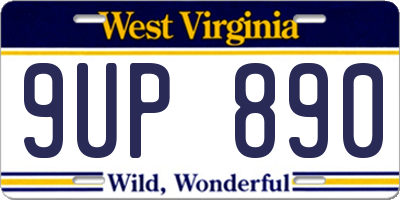WV license plate 9UP890