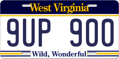 WV license plate 9UP900