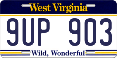 WV license plate 9UP903