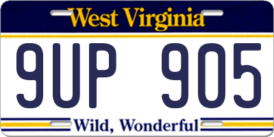 WV license plate 9UP905