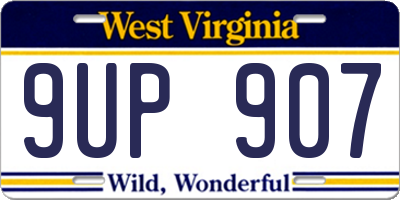 WV license plate 9UP907