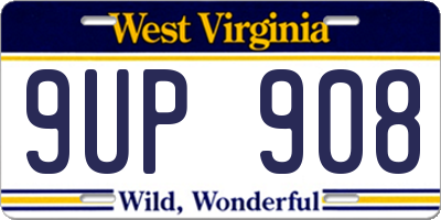 WV license plate 9UP908