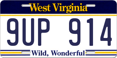 WV license plate 9UP914