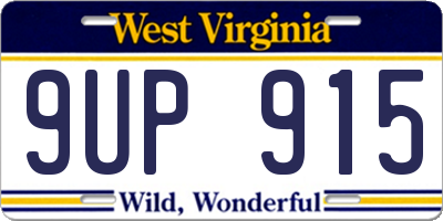 WV license plate 9UP915
