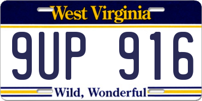 WV license plate 9UP916