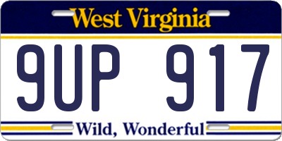 WV license plate 9UP917