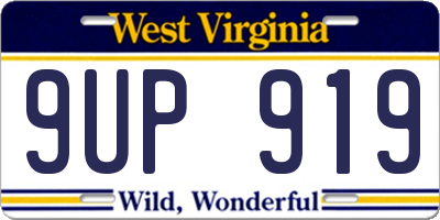 WV license plate 9UP919