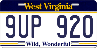WV license plate 9UP920
