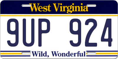 WV license plate 9UP924