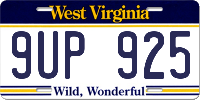 WV license plate 9UP925