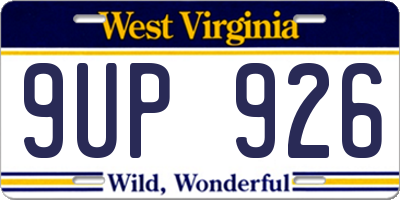 WV license plate 9UP926
