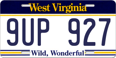 WV license plate 9UP927