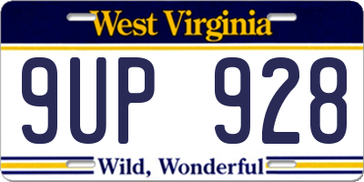 WV license plate 9UP928