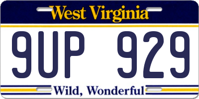 WV license plate 9UP929