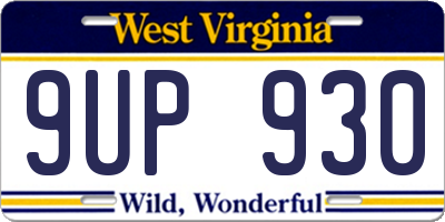 WV license plate 9UP930