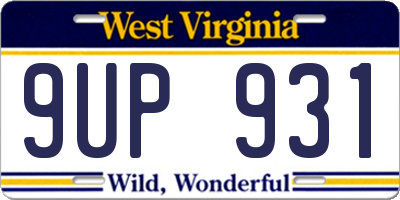 WV license plate 9UP931