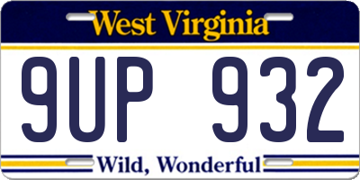 WV license plate 9UP932