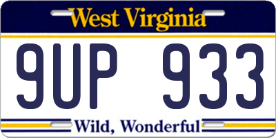 WV license plate 9UP933
