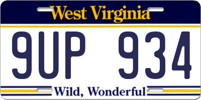 WV license plate 9UP934