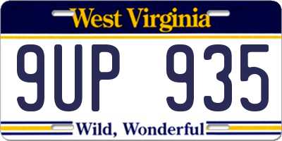 WV license plate 9UP935