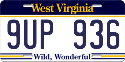 WV license plate 9UP936
