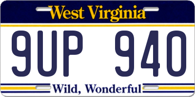 WV license plate 9UP940