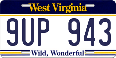 WV license plate 9UP943