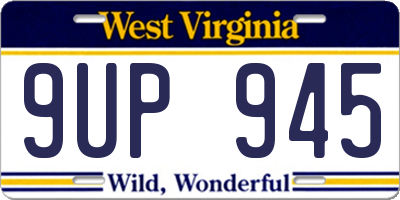 WV license plate 9UP945