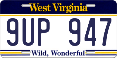 WV license plate 9UP947