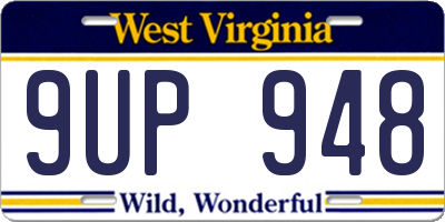 WV license plate 9UP948