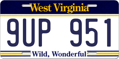 WV license plate 9UP951