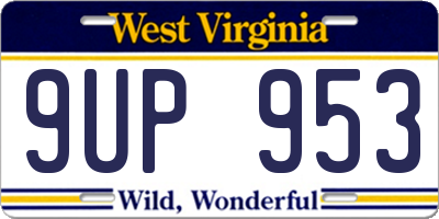 WV license plate 9UP953