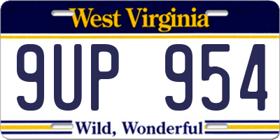 WV license plate 9UP954
