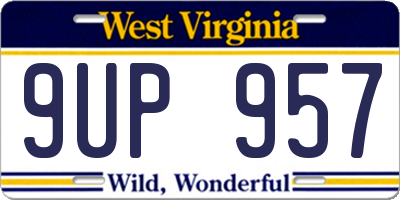 WV license plate 9UP957