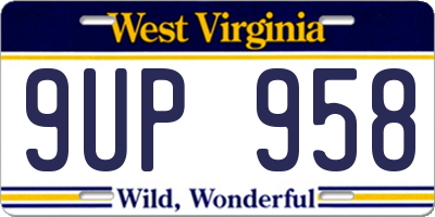 WV license plate 9UP958